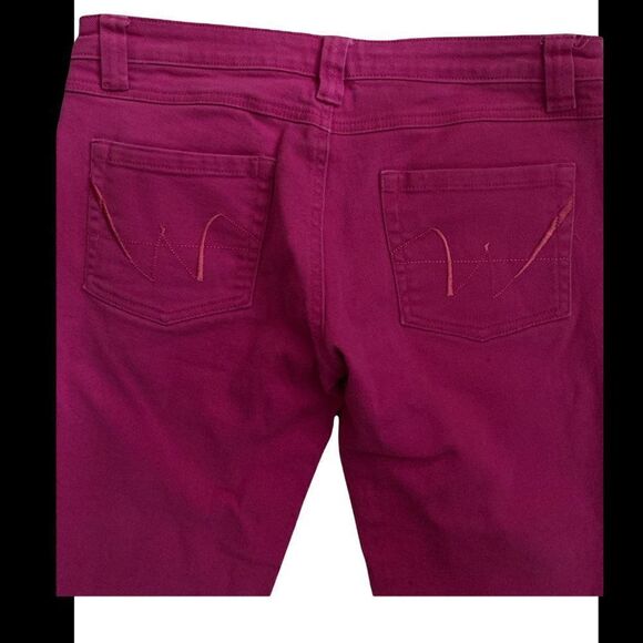 Wet Seal Juniors Low Rise Pink Denim Belted Slim Fit Jeans Size 9 - Picture 8 of 8
